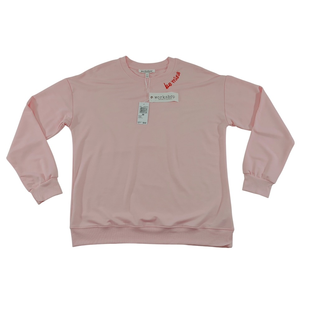 Workshop‎ Republic Clothing Pink Be Mine Embroidered Sweatshirt Womens Size M